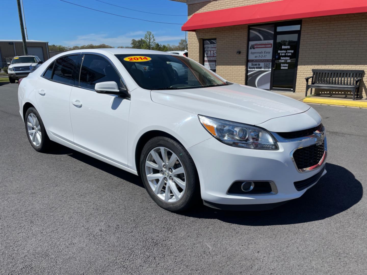 2014 White Chevrolet Malibu (1G11E5SL9EF) with an 4-Cyl, 2.5 Liter engine, Automatic, 6-Spd w/Overdrive and Manual Mode transmission, located at 8008 Warden Rd, Sherwood, AR, 72120, (501) 801-6100, 34.830078, -92.186684 - Photo#1